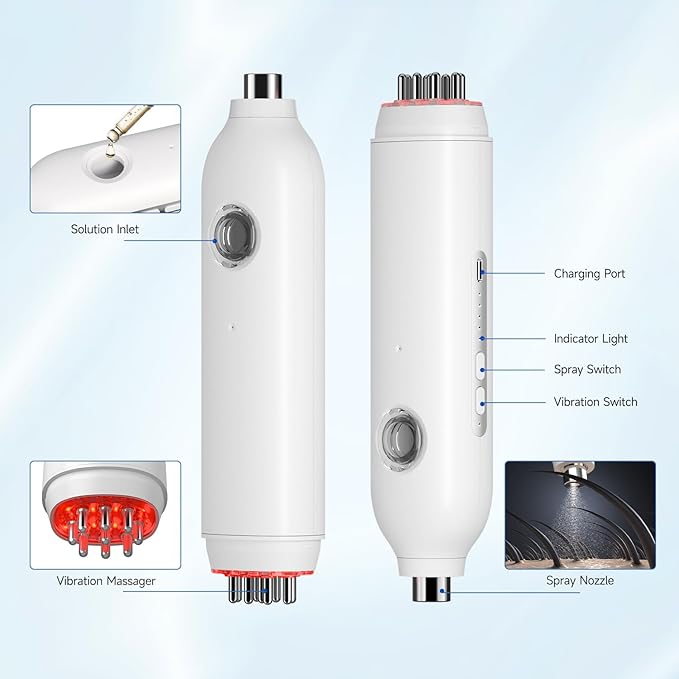 Morfone New Upgraded 3-in-1 Hair Oil Applicator, Red Light Therapy with Nano Mist Sprayer, Electric Scalp Massager Hair Growth,4 Customizable Massage Modes for Men & Women Homeuse