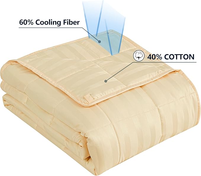 Weighted Blanket Twin Size (48"x72" 15lbs),Ultra Soft and Cozy Cooling Weighted Blanket Twin Size for Adult,Heavy Blanket with Machine Washable Soft Blanket, Beige