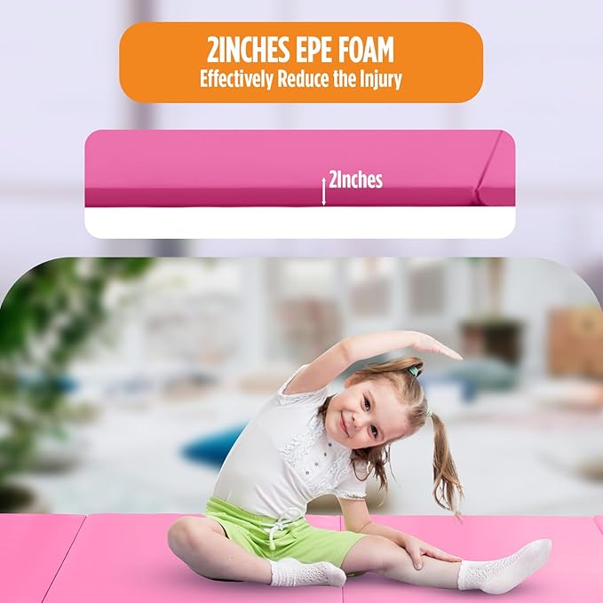 Gymnastics Mats Foldable Tumbling Mats Portable Gymnastics Exercise Mat 2'x6'/2.5'x6.4'/4'x6'/4'x8'/4'x10'/ Gymnastics Tumbling Mats Pad Home Exercise Panel Mat With Carrying Handles