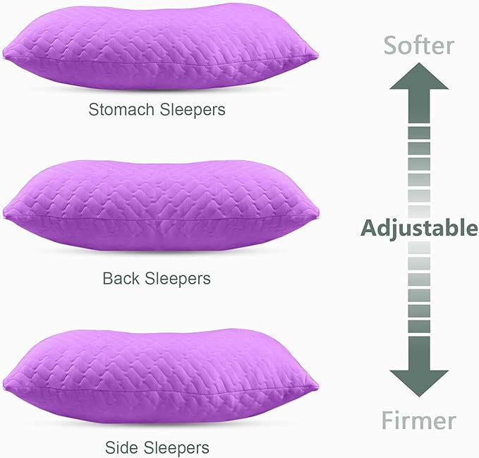 Shredded Memory Foam Pillows – Adjustable Loft, Orthopedic Support for Side/Back Sleepers, Pressure Relief for Cervical Spine, Machine Washable (Queen Size)