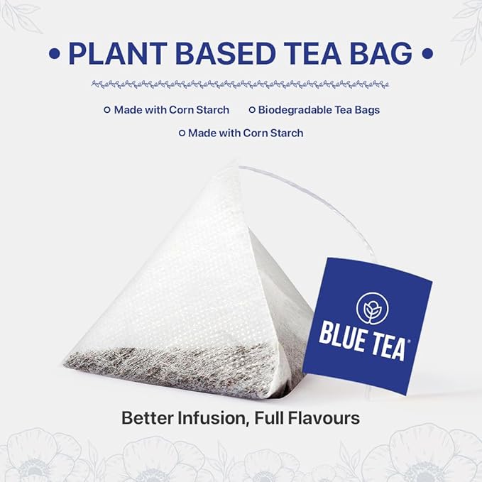 BLUE TEA - Founder’s Favourite Assorted Gift Set | 8 Varieties, 40 Count - Pyramid Plant Based Tea Bag | Caffeine Free - Herbal Tea Sampler | Tea Variety Pack | Gifts for Him and Her