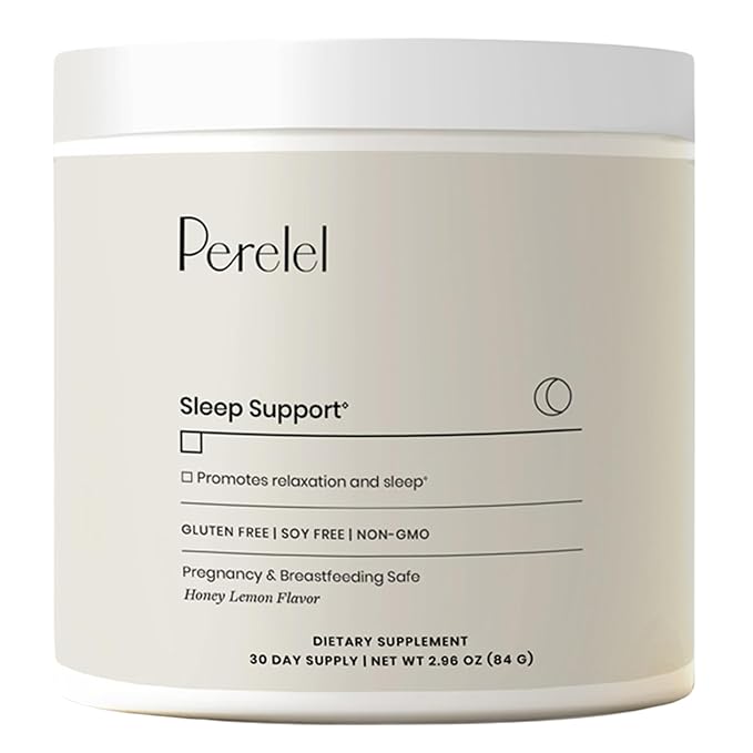 Perelel Sleep Support Magnesium Powder Blend with Lemon Balm, Relaxing Herbal Formula, Soy & Gluten Free, Non GMO, Honey Lemon Flavor, 2.96 Oz