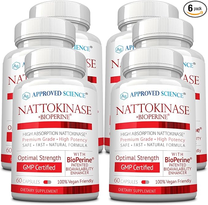 Approved Science Nattokinase - 4,000 FU - 200 mg - Free of Vitamin K2 - Contains BioPerine - One Month Supply - Vegan, Non-GMO - 360 Capsules