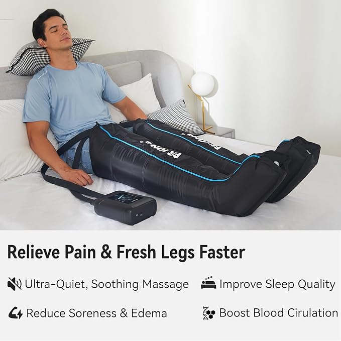FIT KING Professional Air Compression Leg Recovery Compression System, Rechargeable Portable Recovery Boots Pneumatic Compression Device, Fast Recovery & Improved Circulation for Athletes (Large)
