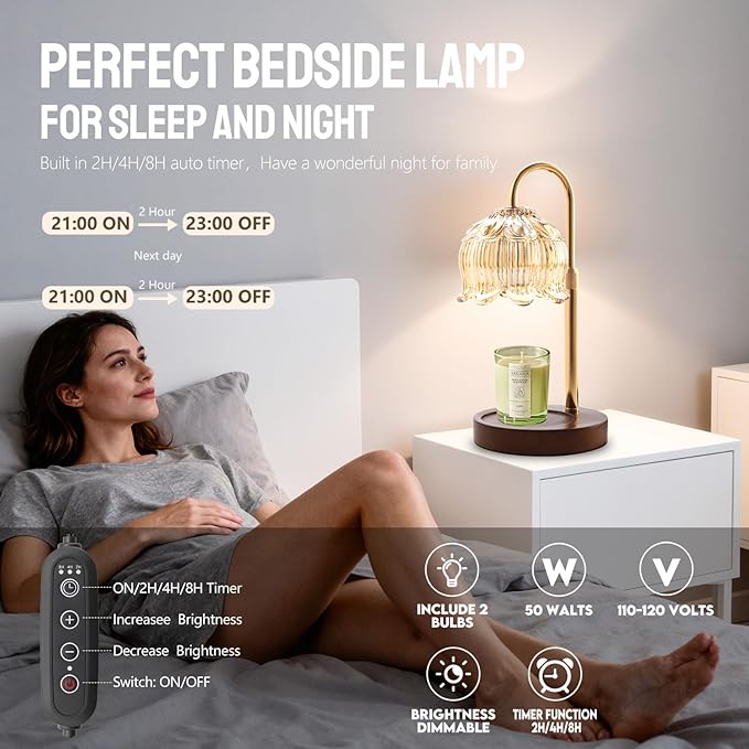 GEEZO Fragrance Candle Warmer Lamp,Electric Candle Warmer with Timer & Dimmer,Mom Christmas Birthday Gifts for Women, House Warming Gifts New Home Bedroom Decor