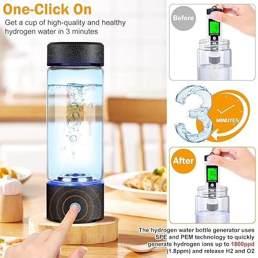 Upgrade Hydrogen Water Bottle, Hydrogen Water Generator with Advanced SPE PEM Tech, High-Efficiency Portable 420ml Water Ionizer 14OZ Hydro Water Machine for Office,Travel,Fitness & Everyday Hydration