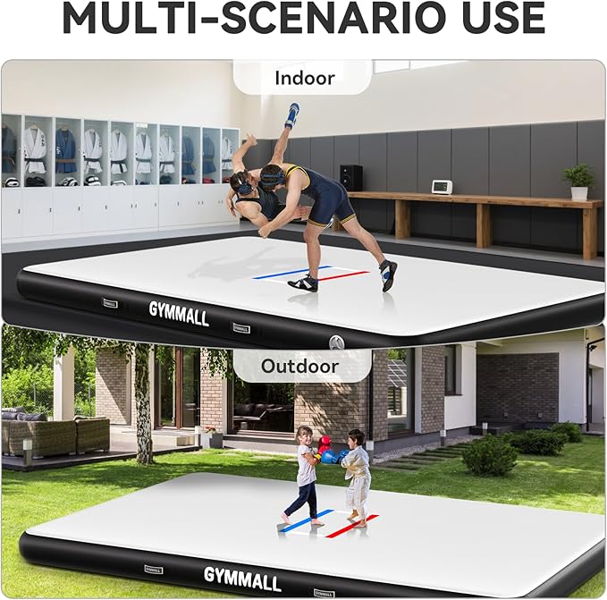 Wrestling Mat Inflatable 5FT/6.6FT/10FT/13FT/16.5FT, Foldable 4" Thick Jiu Jitsu Mats for Home Outdoor Indoor, Waterproof PVC Mat for Gymnastics, Water Yoga, PE Training, BJJ, MMA, Grappling