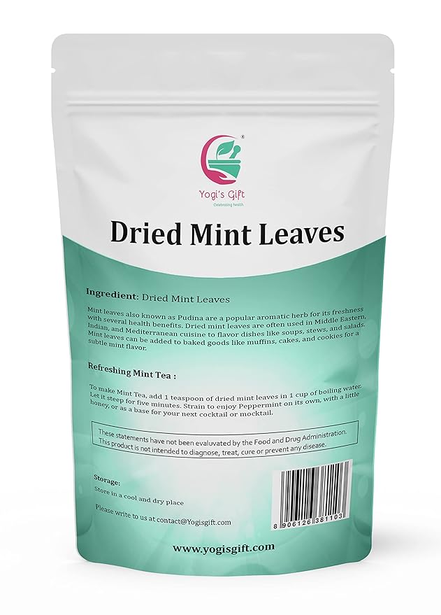 Dried Mint Leaves 1 LB | Peppermint Leaves For Tea & Savoury | Non-GMO, Ethically Sourced, Cut & Sifted | Bulk Tea Loose Leaf - Yogiโs Giftยฎ