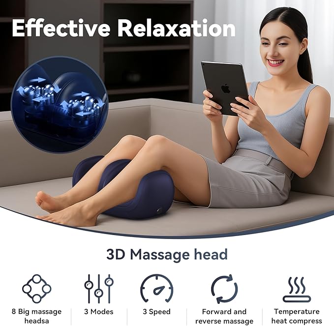 Foot Massager with Heat, Shiatsu Foot Massager for Plantar Fasciitis, Lightweight and Remote Control, Suitable for Home, Office, Cool Birthday Gifts for Mom, Dad(Blue)