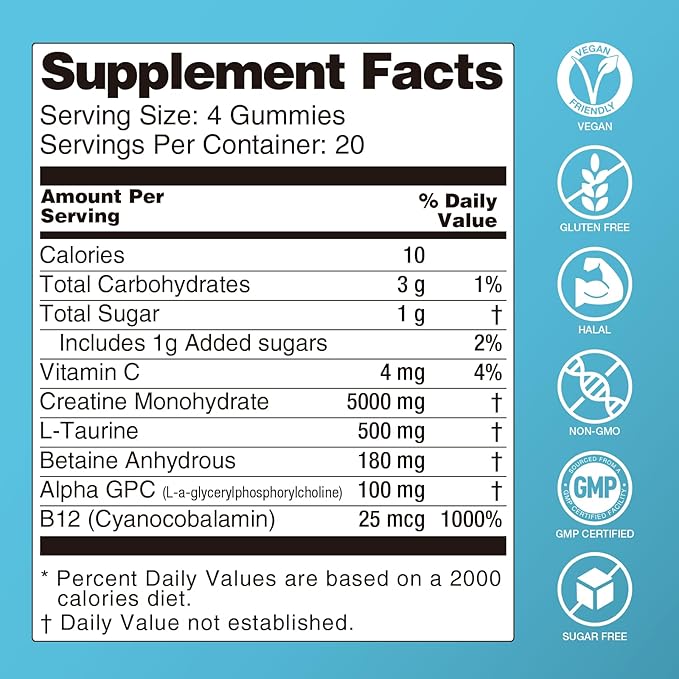 Creatine Monohydrate Gummies - Low Sugar Chewable Gummy
