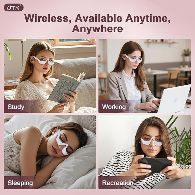 Under-Eye Red Light Therapy Glasses for Women,10 Min Daily Use for Digital Eye Strain Eye Bag Dark Circles Puffiness,39g Ultra Lightweight, Rechargeable