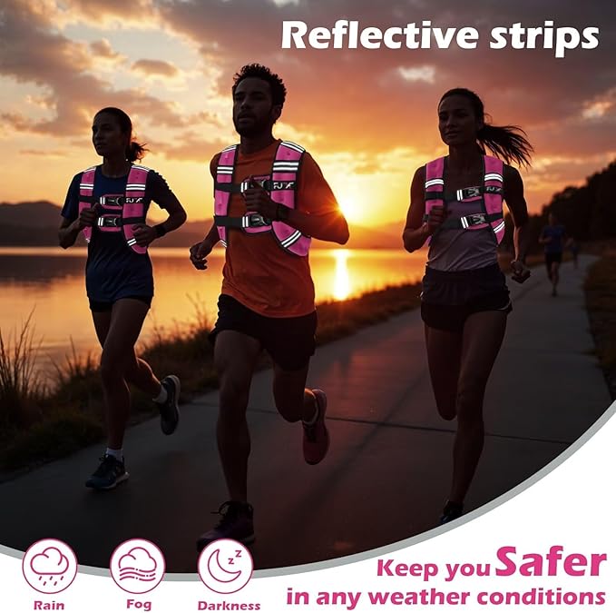 FUFF Weighted Vest Woman, 5/10/12/15/20/25/30 LB Womens Weight Vest for Walking, Strength Training Weight Vests for Female Men, Reflective Stripe Fitness Body Vest for Workout Running Jogging