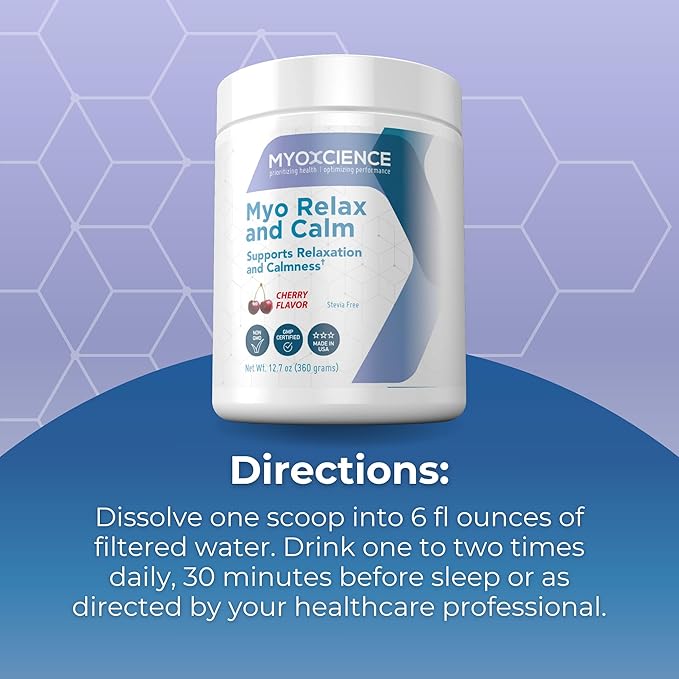 MYOXCIENCE Myo Relax & Calm | Myo-Inositol, L-Theanine, Taurine, Magnesium & GABA | Supports Sleep, Neurotransmitter, and Hormone Support (Cherry Flavor) (60 Servings)