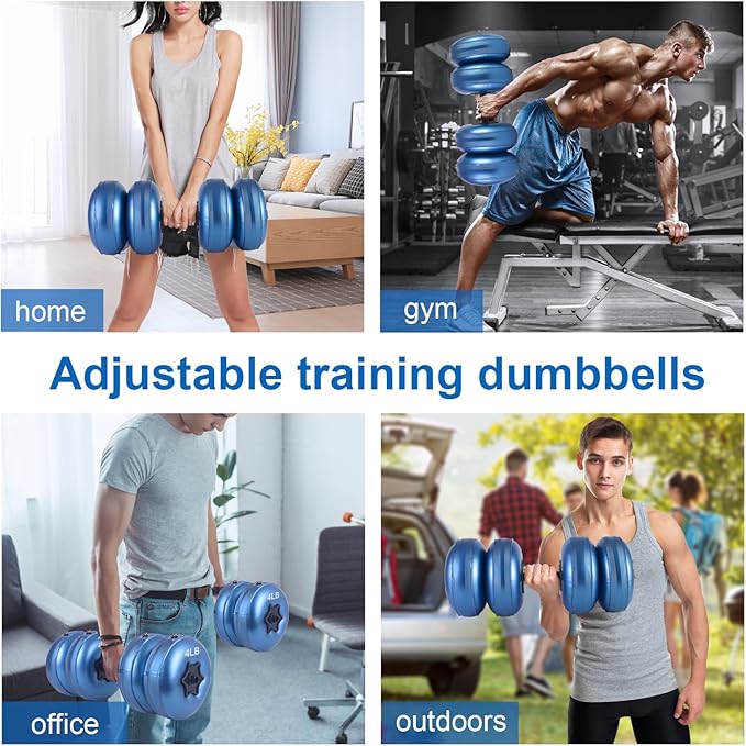 Water Filled Dumbbells Set - Water Filled Weights - Portable Travel Weights - Weights Adjustable Dumbbells - Portable Fitness Equipment - Strength Training - Fitness and Shaping