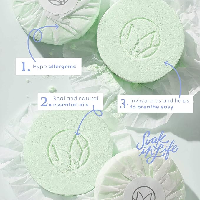 Musee Shower Steamers, Peppermint and Rosemary, Aromatherapy Gift Set for Women, Handmade in USA, Paraben-Free & Sulfate-Free, Unique Christmas Gifts for Women, 4-Piece Set
