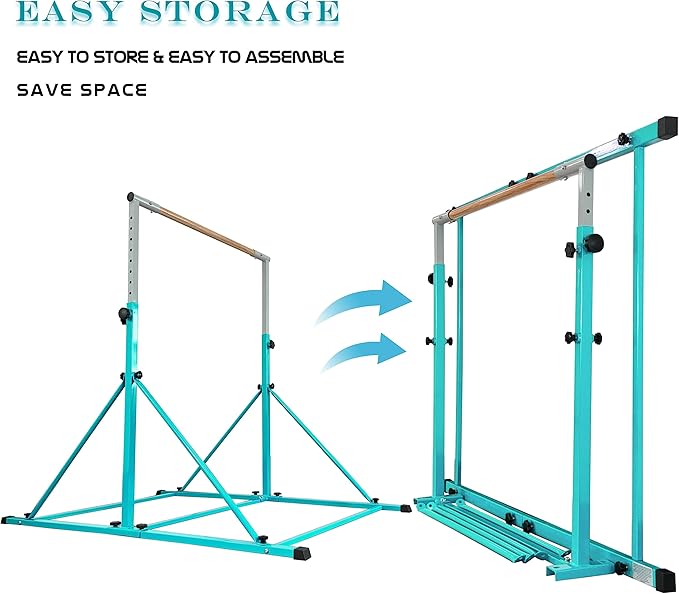 Gymnastic Bar for Kid and Teenage Ages 3-25, 5 FT / 6 FT Base Length, 5 FT / 6 FT Height, Gymnastic Kip Bar Horizontal Bar for Gymnast, Gymnastic Training Equipment for Home and Club Use