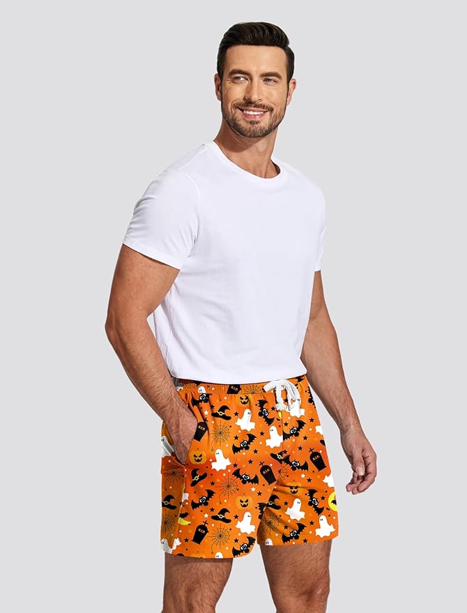 Deyeek 5.5 Inch Mens Pajama Shorts Sleep Cotton Lounge PJ Lightweight Elastic Waist Drawstring Nightwear Bottom with Pockets