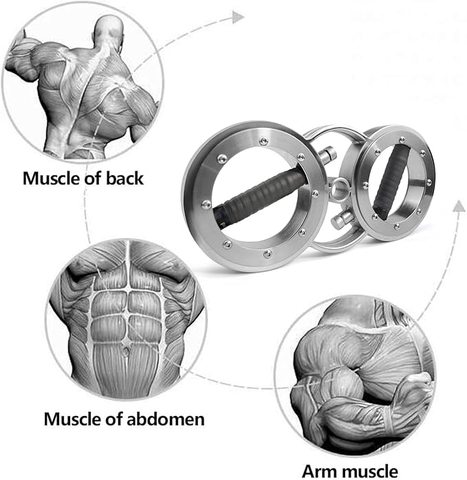 FIITY 18 Pounds Resistance Adjustable Rotator Machine for Upper Body Strength Training, 360 Degree Rotating Grips, Multifunctional Spinning Burn Machine for Forearm Trainer, Boxing, Workouts (Black & Sliver)