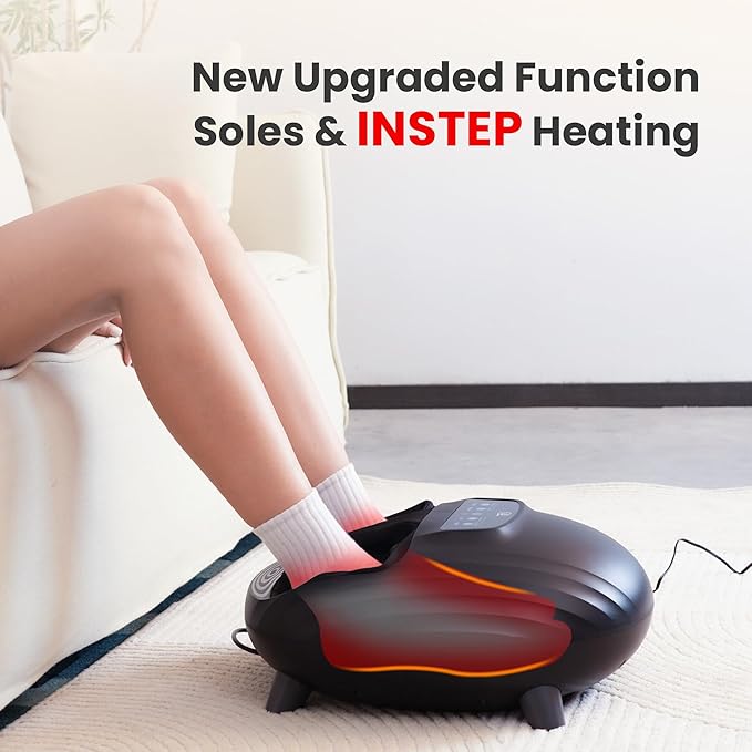 CILI Foot Massager with Heat, Shiatsu Foot Massage Machine for Plantar Fasciitis Neuropathy, 3 Sole & Instep Heating Levels, 3 Intensity Adjustable, Up to Size 14, Gifts for Him Her