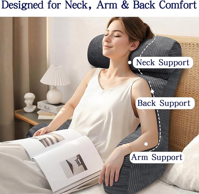 Back Pillow for Bed Sitting Up, Reading Pillow, Extra Large Arm Pillows for Adults for Back Support,Bed Pillow for Sitting up for Watching TV/Gaming/Relaxing