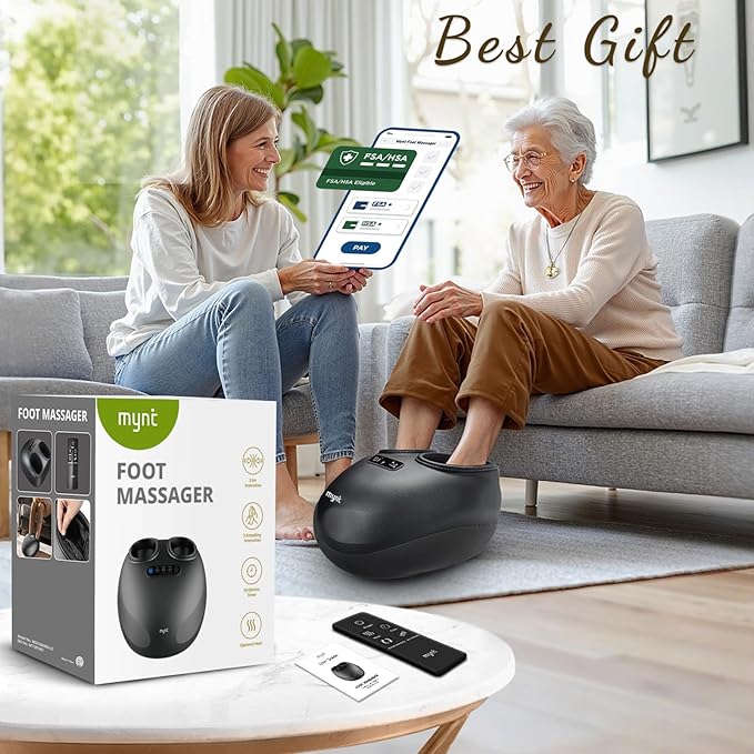 Mynt Foot Massager with Heat, FSA Eligible HSA Approved Shiatsu Foot Massager for Plantar Fasciitis & Daily Relaxation, Multi-Modes Feet Warmer with Remote Control Fits Up to 14, Gifts for Mom Dad