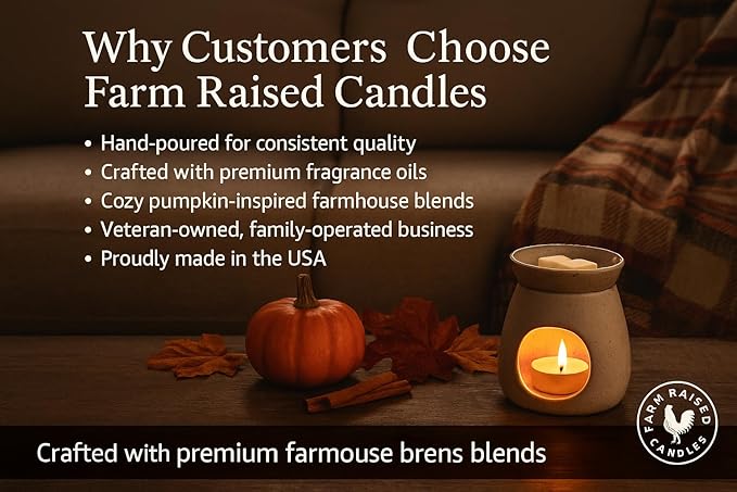 Farm Raised Candles β Pumpkin Wax Melts Variety 1 LB Bundle (16 oz) - USA Made - 5 Packs β Vanilla Cream Pie, Apple Cider, Fall Scented Candles β Fresh from The Farm - Soy Wax Melts Fall scents