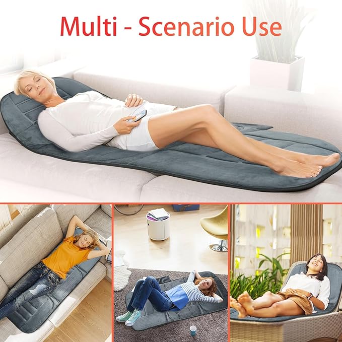 Massager Pad, Back Massager with Heat and 10 Vibrating Motors for Pain Relief, Body Massage for Back, Lumbar,Leg, Gifts for Men Women, Long 53"