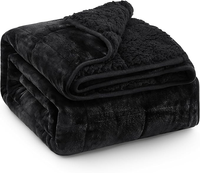 Super Fuzzy Soft Sherpa Fleece Weighted Blanket, 15 lbs Dual Sided Fluffy Heavy Weighted Blankets for Adults - No Bunching with Double Layers of Soft Inner Lining (48"x 72", 15 Pounds)