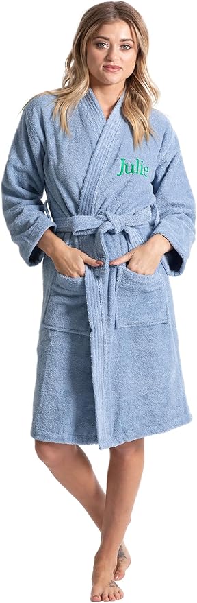 Turkuoise Soft & Absorbent Towel Robe, 100% Cotton Turkish Terry Cloth Kimono Bathrobes for Women