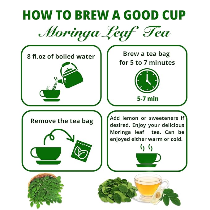 VIDA FARM 125 Premium Moringa Tea Bags, 100% Natural Pure Moringa Leaves: No Caffeine, No Sugar, No Gluten, Vegan