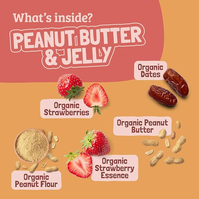 Skout Organic Plant-Based Protein Bars Peanut Butter & Jelly (12 Pack) - 10g Protein - Vegan Protein Bars - Only 5 Ingredients - Easy Snack - Gluten, Dairy & Soy Free