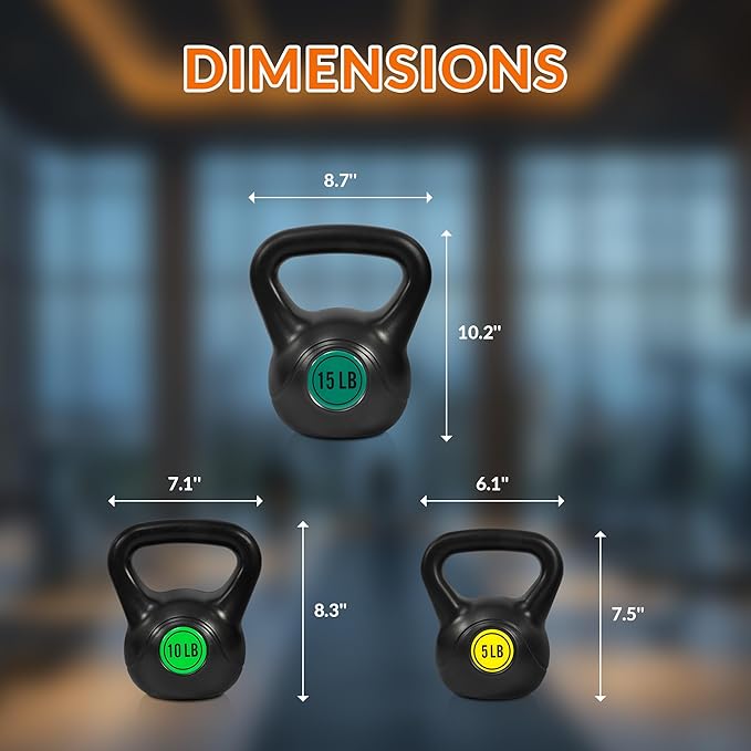 Kettlebell Sets 4 Piece Strength Training Kettlebells Weight Set 5lb, 10lb, 15lb, 20lb Kettlebells