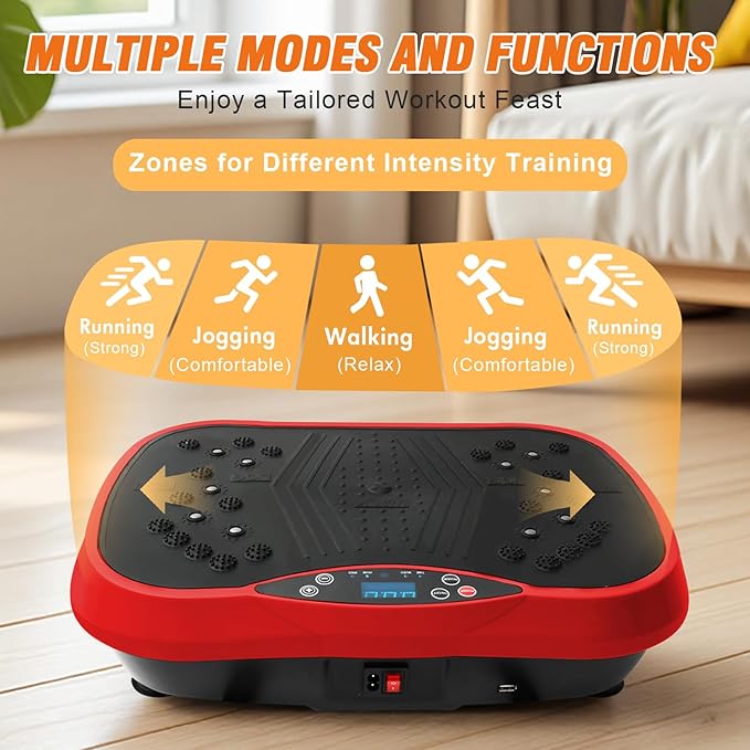ALSO GO Vibration Plate Exercise Machine, 3 Workout Modes & 120-Level Vibration Platform for Weight Loss/Lymphatic Drainage, 400lbs Capacity Vibration Board with Resistance Bands for Full Body Workout