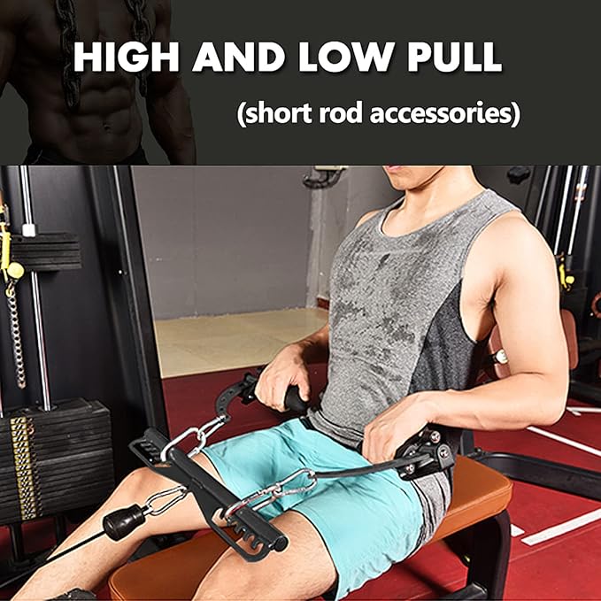 KORIKAHM Adjustable Lat Pull down Bar, Cable Machine Attachments for Gym, Home Gym Fitness T-bar Row Pulldown Attachments, Lat Pull Down Machine Wide Grip Neutral Grip Handle