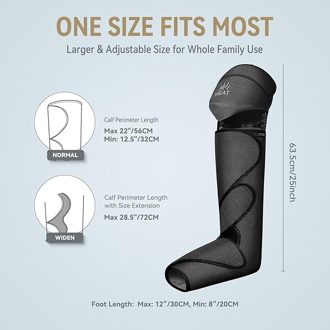 FIT KING Foot and Leg Compression Massager for Circulation and Pain Relief with Knee Heating Therapy - Handheld Controller 3 Modes 3 Intensities - Gift for Mom Wife Family