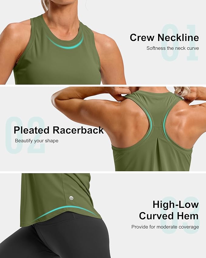 G Gradual Women's Workout Tank Tops Racerback Athletic Yoga Tops Loose Fit Sleeveless Running Gym Sports Shirts for Women