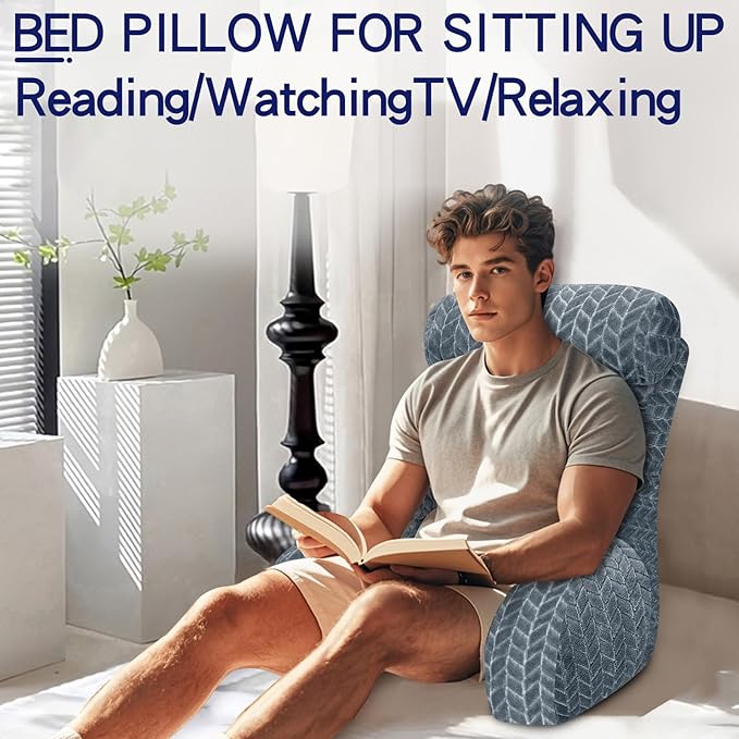 Back Pillow for Bed Sitting Up, Reading Pillow, Extra Large Arm Pillows for Adults for Back Support,Bed Pillow for Sitting up for Watching TV/Gaming/Relaxing