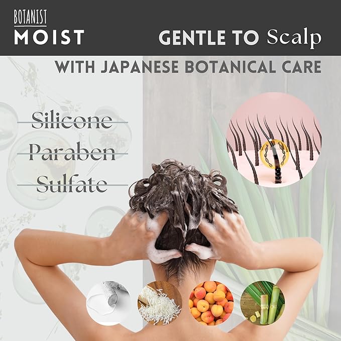 BOTANIST Keratin Shampoo and Conditioner Set for Women & Men, Argan Oil Shampoo & Conditioner with Collagen, Protein & Jojoba, Sulfate Free Natural Shampoo & Conditioner from Japan 31.7Fl Oz MOIST