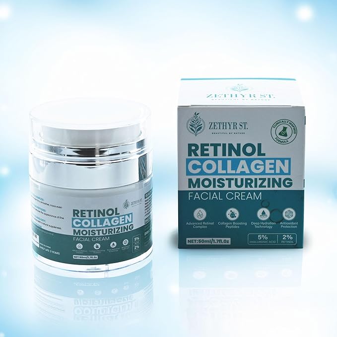 Collagen Retinol Face Moisturizer - Anti Aging Retinol Cream for Skin, Hydrating Moisturizer Face Cream for Wrinkle Reduction & Firmness - Suitable for All Skin Types