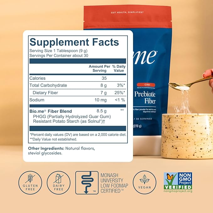 Daily Prebiotic Fiber Powder Chai - 7g Per Serving - Soluble & Insoluble Fiber Supplement Powder for Women & Men - Digestive Health & Gut Health - GLP-1 Friendly, Sugar Free - 30 Servings