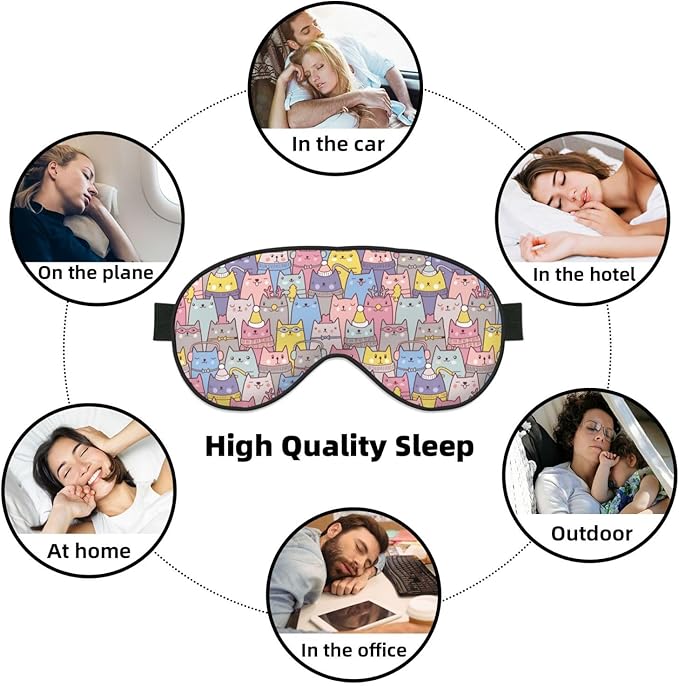 Sleep Eye Mask Christmas Cute Cats Sleep Mask for Women Men Comfortable Eye Mask with Adjustable Strap Soft Eye Cover Blindfold for Travel Yoga Nap Shift Work