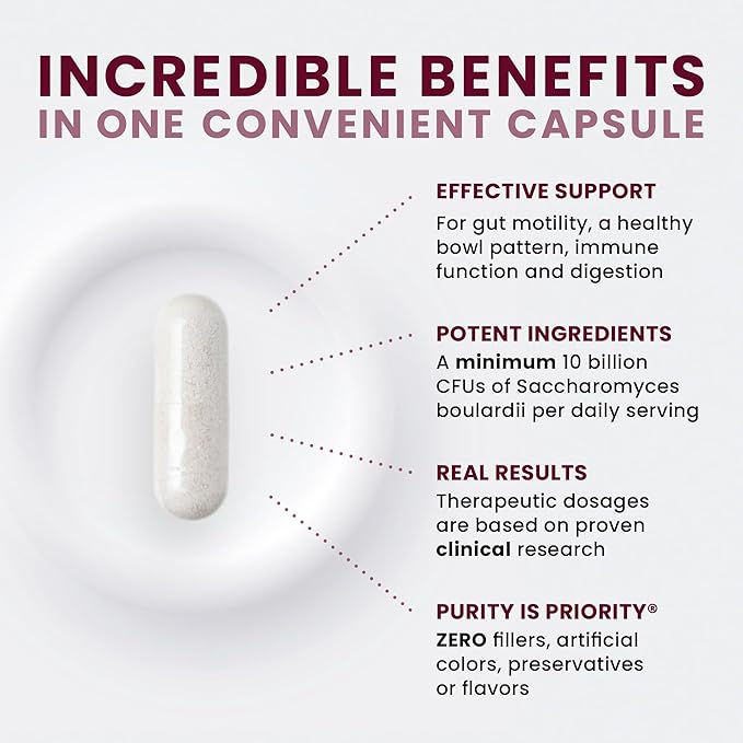 Saccharomyces Boulardii Probiotics 10 Billion CFU Made in USA | No Fillers Patented Strain: Lynside CNCM I-3799 Probiotics for Men and Women | Pure TheraPro Rx, Pharma Grade 120 Count