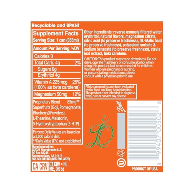 Neuro Sleep Mellow Mango, 12 Fl Oz Can (Pack of 12)