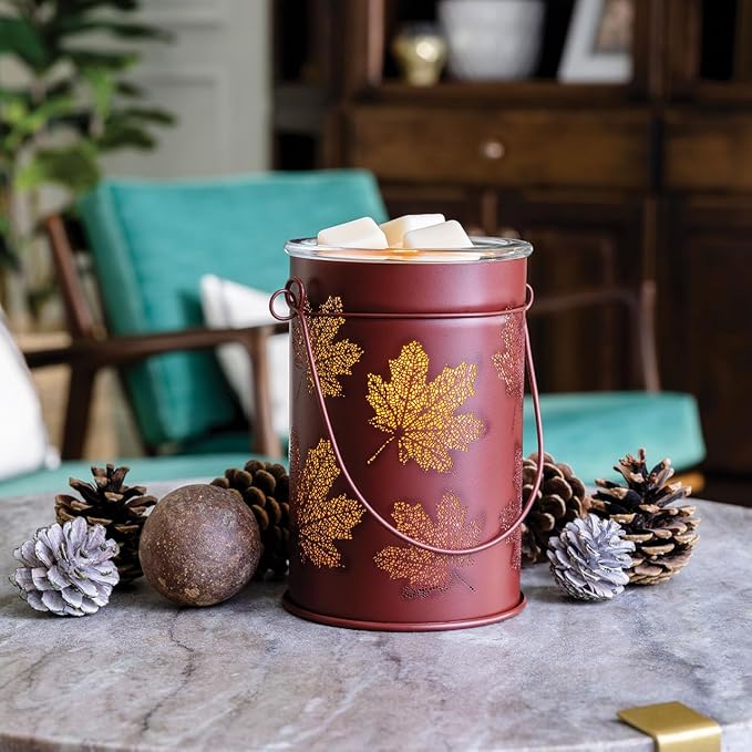 Candle Warmers Etc. Vintage Bulb Illumination Fragrance Warmer- Light-Up Warmer for Warming Scented Candle Wax Melts and Tarts to Freshen Room, Fall Leaves