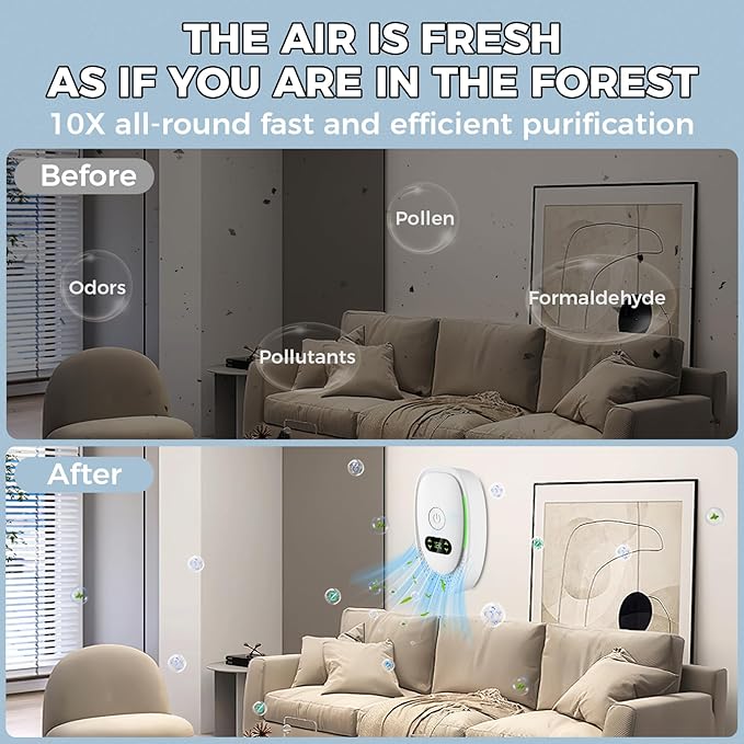 Air Ionizers for Home, Negative Ion Air Purifier - Ultra Quiet Plug In Air Freshener for Bedroom Office Kitchen Basement - Portable Mini Air Cleaner (Pearl, 6 PCS)