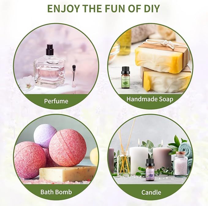 Sedbuwza Lavender Peppermint Essential Oil Set, Lavender Fragrance Oil Peppermint Scent Oil Set for Diffuser, Aromatherapy, Massage, Soap, Candle Making 2 x 10 ml