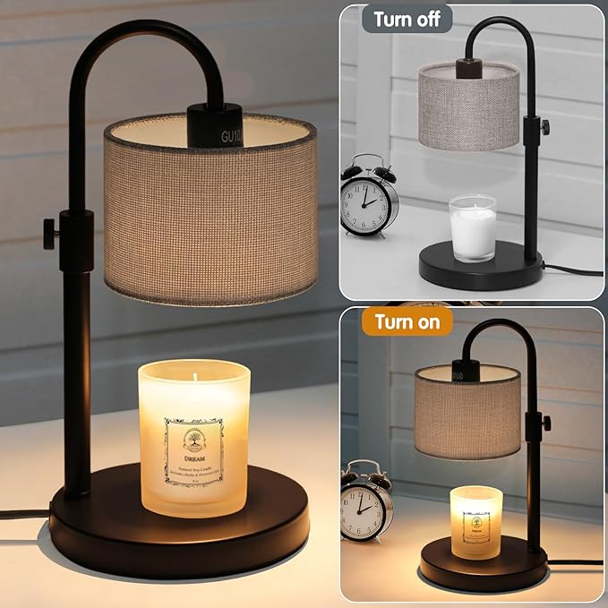 Candle Warmer Lamp with Timer, Dimmable Candle Wax Warmer Candle Lamp with 2 Bulbs, House Warming Gifts Brithday Gifts for Women Bedroom Home Decor (Gray-Upgraded)