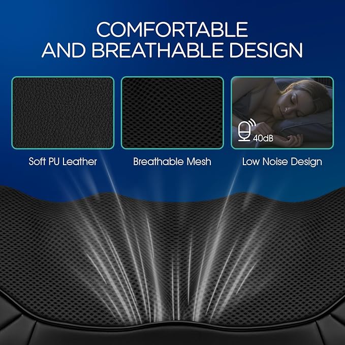 VOYOR-HEALTH Shiatsu Neck and Back Massager with Heat, Electric Deep Tissue 4D Kneading Massage for Shoulder, Back, Neck and Full Body Muscle Pain Relief, Home, Car, Office Use (Blue Grey)