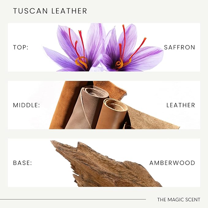 The Magic Scent Tuscan Leather Diffuser Oil - Hotel & Home Luxury Scents - Diffuser Oil Scents for Home Designed for Use in All Diffusers - 8.5 fl oz, 250 mL