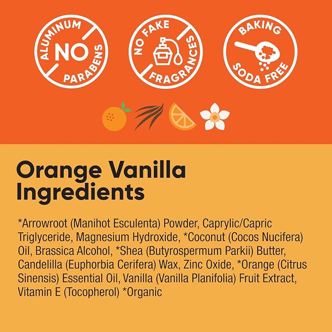 Pretty Frank Natural Aluminum-Free Deodorant Stick, Baking Soda-Free, Orange Vanilla (1-Pack) | Sensitive Skin Friendly, Effective Odor Control for Women & Men, Organic Ingredients and Essential Oils